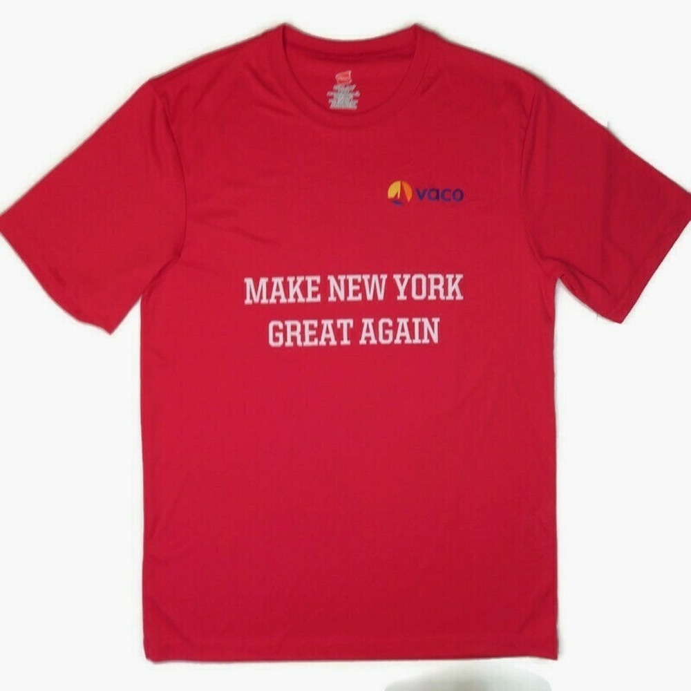 Hanes Make New York Great Again T-Shirt Mens Medium Red Short Sleeve CoolDri S/S
